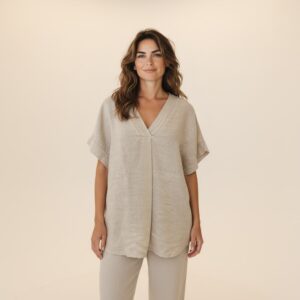 Camisa Linho Decote V